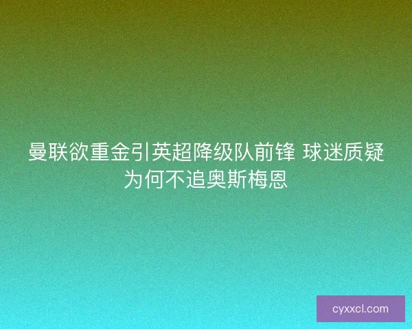 曼联欲重金引英超降级队前锋 球迷质疑为何不追奥斯梅恩