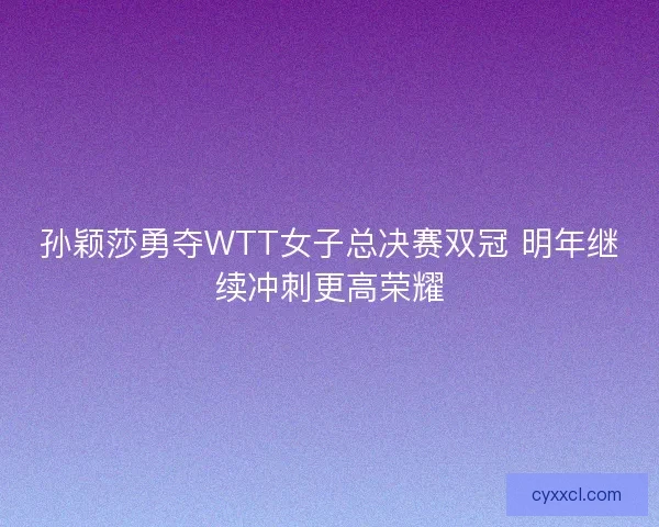 孙颖莎勇夺WTT女子总决赛双冠 明年继续冲刺更高荣耀
